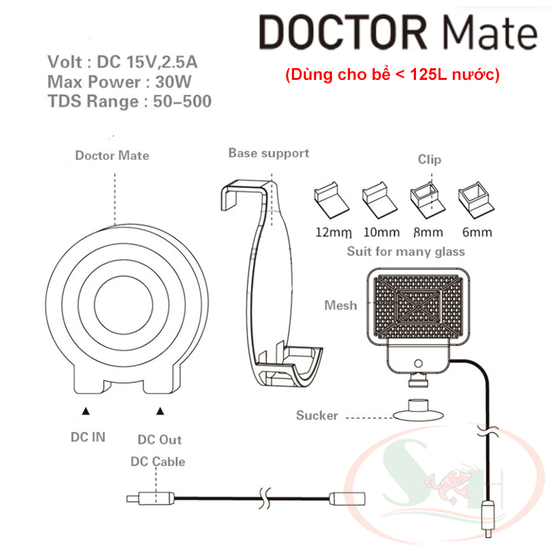 Máy ức chế Chihiros Doctor Mate, V4 ngừa rêu tảo. nấm khuẩn hại bể cá tép thủy sinh