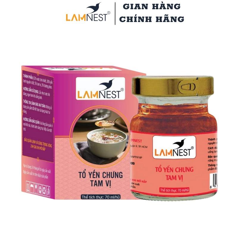 Yến Sào Chưng Sẵn Tam Vị LamNest tươi nguyên chất 30% yến 70ml bồi bổ sức khỏe - yensaocaocaplamnest