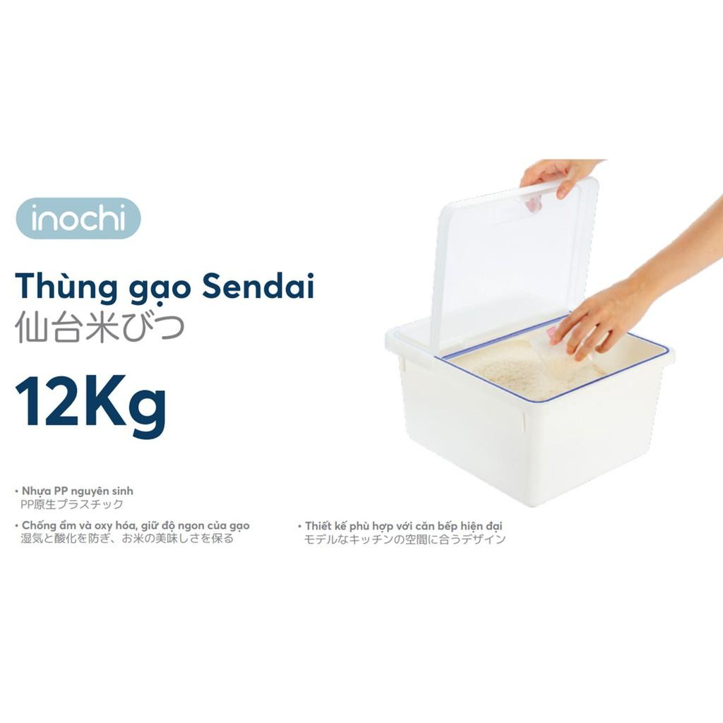 Thùng Đựng Gạo -Cao Cấp Sendai 12 KG Nắp Nhựa Kín Kháng Khuẩn Chống Ẩm Thông Minh Đạt Tiêu Chuẩn Nhật Bản THGN12