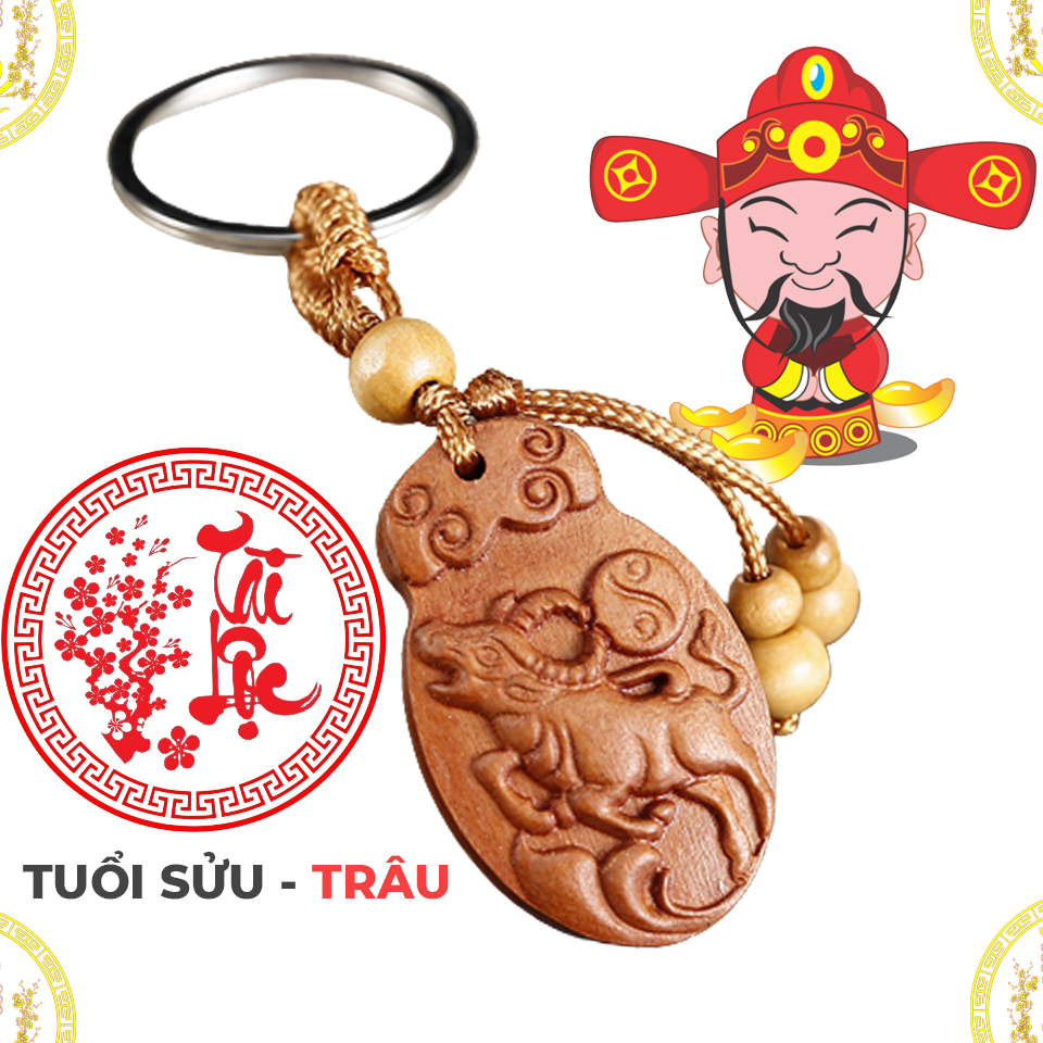 Móc Khóa Thẻ Gỗ Quý Tuổi Sửu Phong Thủy Theo Bản Mệnh - May Mắn, Tài Lộc, Công Danh, Sức Khỏe
