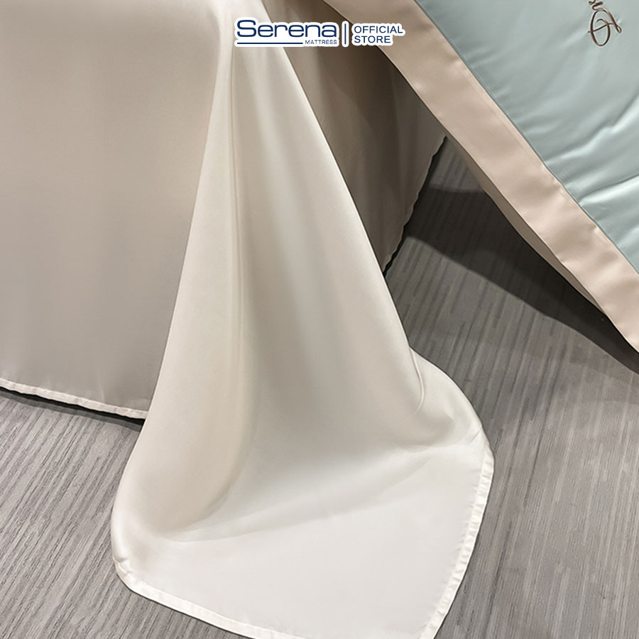 Drap Giường 2m2 x 2m Lụa Thái Dreamcityhome SERENA Cao Cấp - Bộ Chăn Ga Ra Drap Gối Mền Nệm Đệm Giường Đẹp Phi Lụa Thái 5 Món Khách Sạn Cao Cấp 1m2 1m4 1m6 1m8 2m 2m2x2m