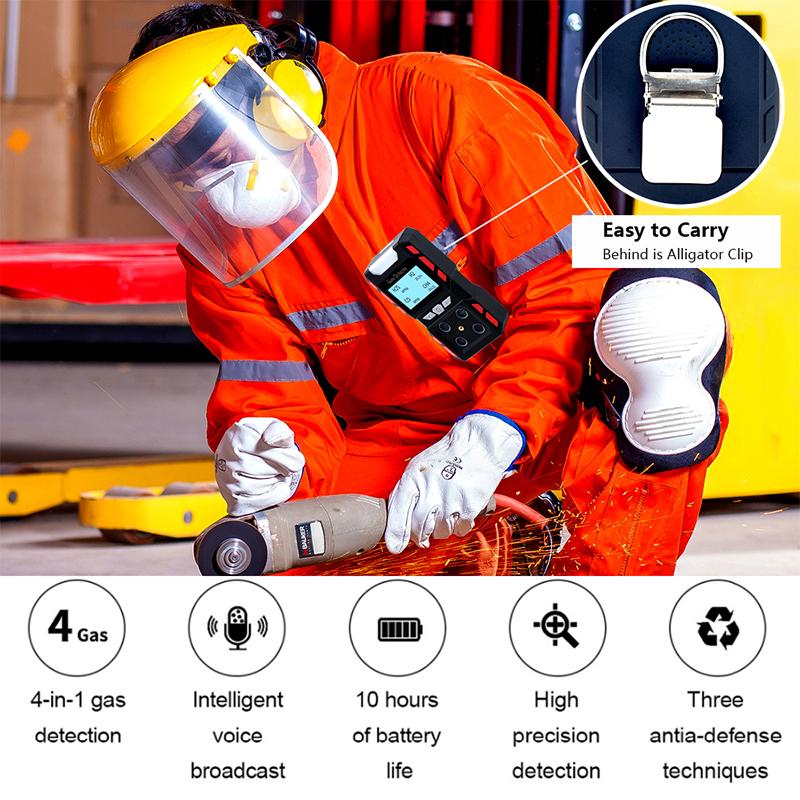 Báo động 4-Gas H2S CO O2 CH4 EX Ngộ độc rò rỉ khí đốt cảm biến phát hiện độc lập CẢNH BÁO CAO cho an toàn công nghiệp
