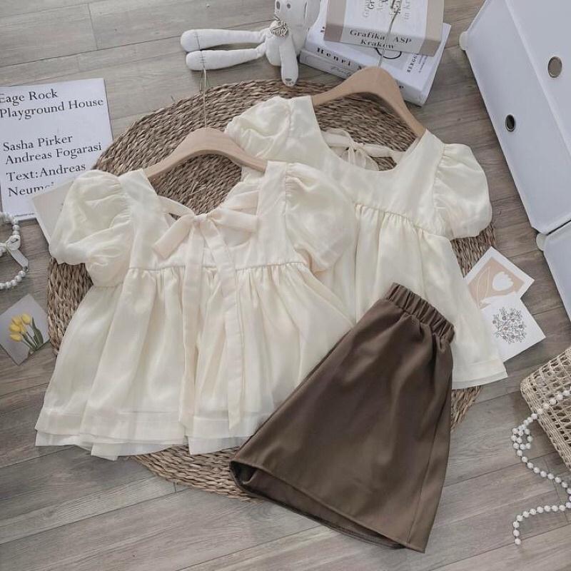 Set áo bbd be kèm quần nâu