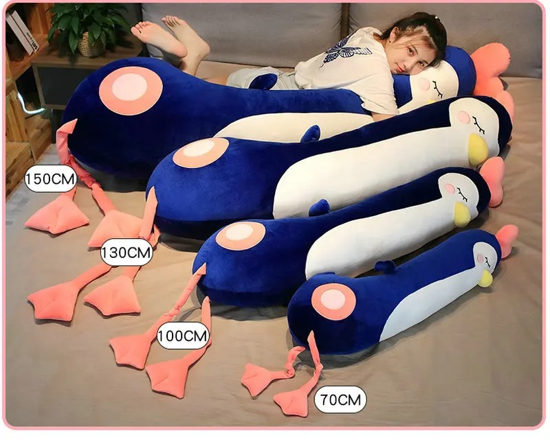 Thú nhồi bông chim cánh cụt dài nhiều màu - Size 110cm - Quà tặng gấu bông chim cánh cụt nhồi bông có kẹp chân cho mẹ bầu