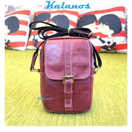 Túi xách nữ đeo chéo đẹp thời trang da bò Kalanos KTNU2030-Do, Túi xách nữ nhỏ gọn đa năng đựng vừa điện thoại màu đỏ