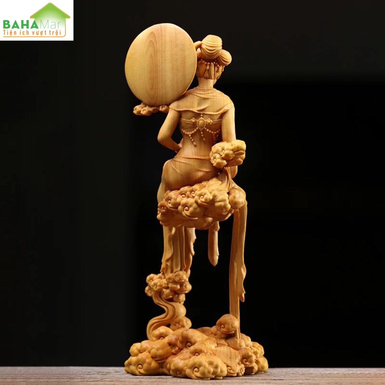 TƯỢNG ĐIÊU KHẮC GỖ - TIÊN HẰNG NGA VÀ THỎ NGỌC TRONG CỔ TÍCH "BAHAMAR" Chất liệu gỗ chắc chắn, chất lượng cao và bảo vệ môi trường, tay nghề tinh tế và chất lượng cao.