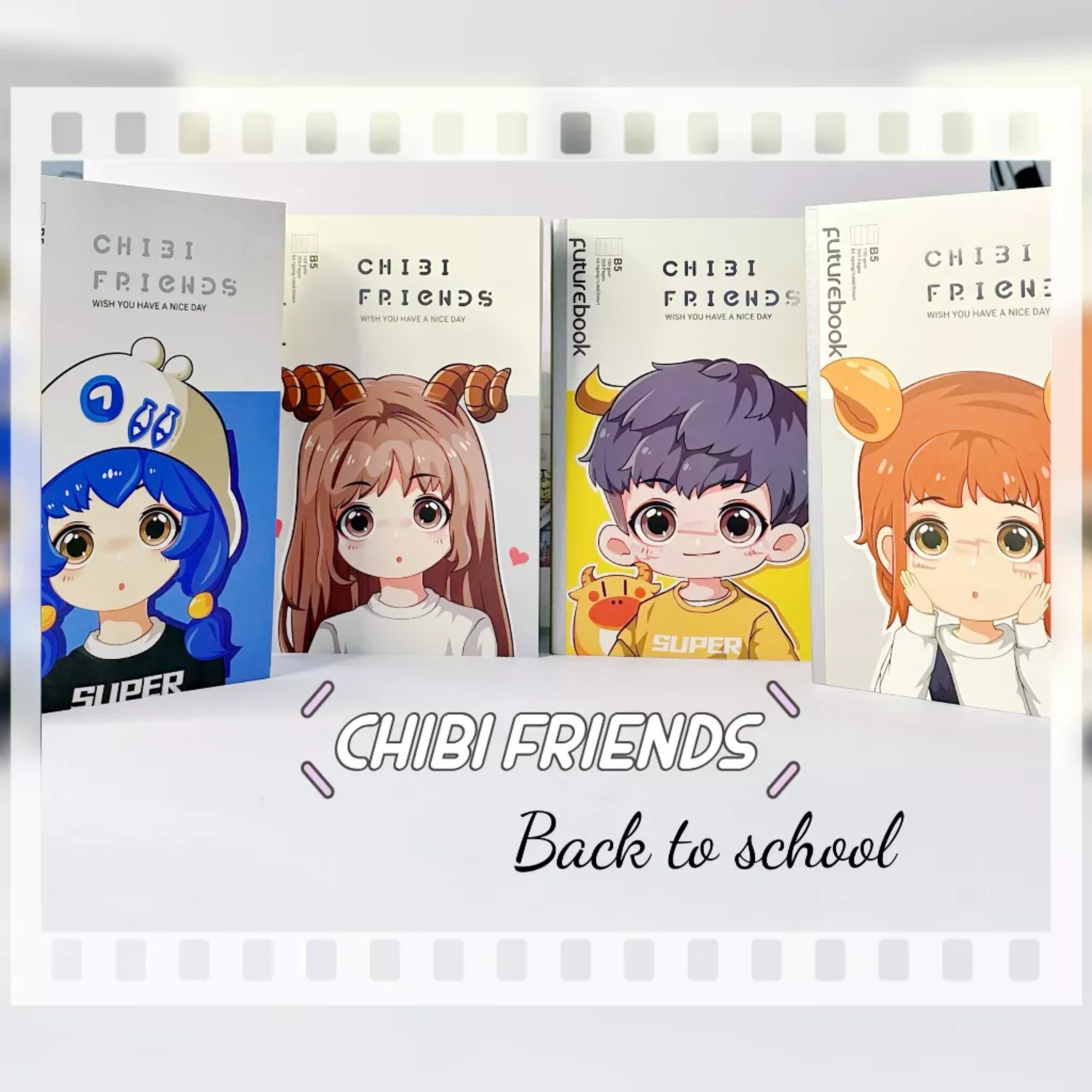 Sổ May Chỉ Cao Cấp CHIBI FRIENDS B5- Dòng Kẻ Ngang- 100GSM. VPP FUTUREBOOK. Giao mẫu ngẫu nhiên.