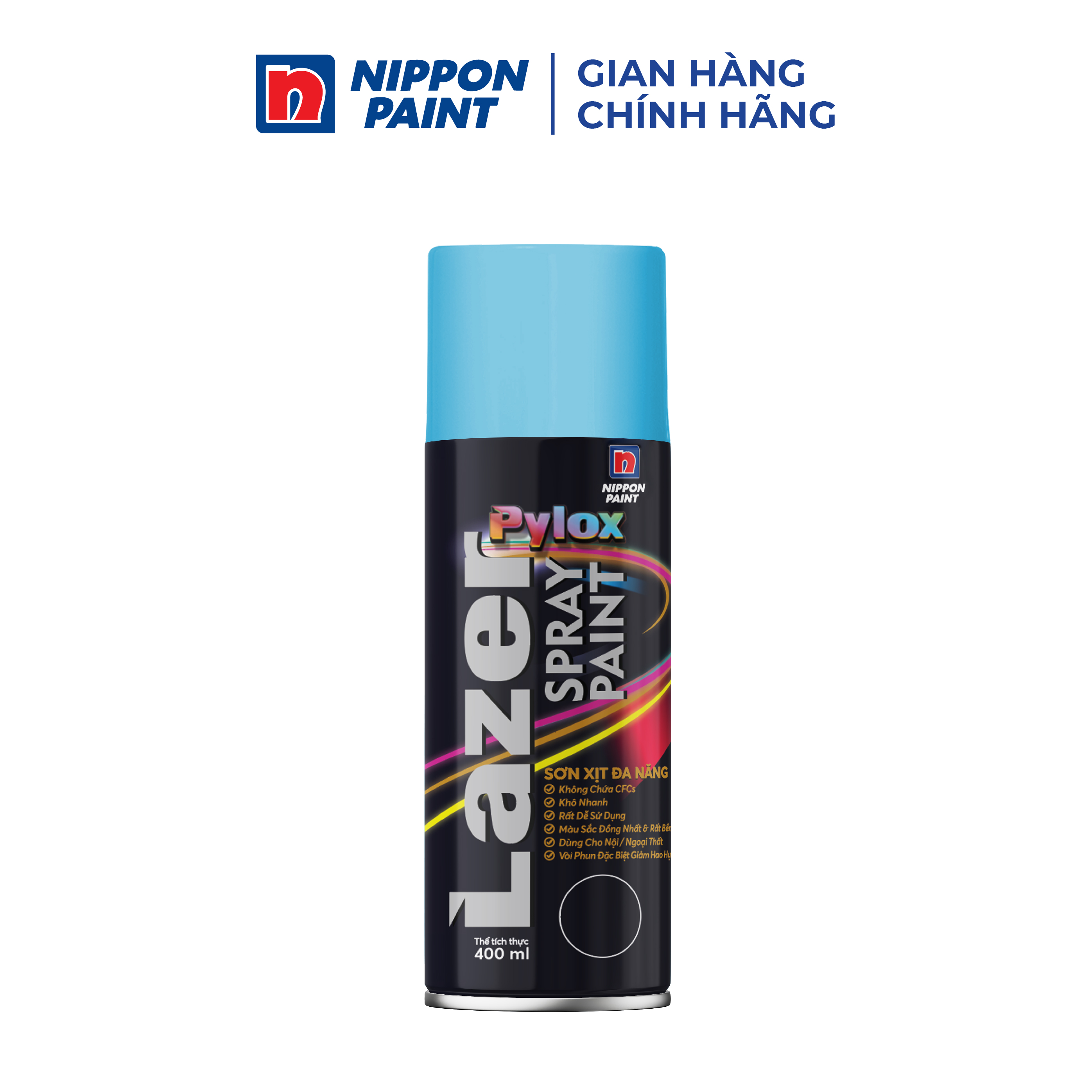 Sơn xịt đa năng Pylox Lazer  - 19 LIGHT SKY BLUE- Chính hãng NIPPON PAINT - Dung tích 400ml