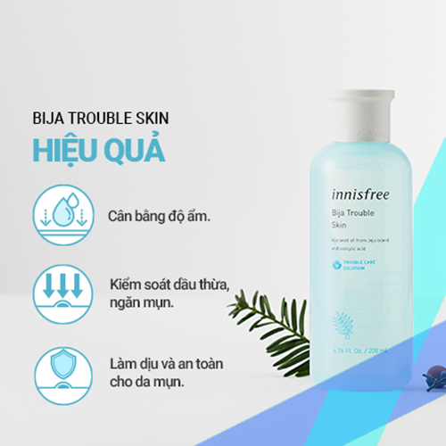 Nước cân bằng dành cho da mụn từ Bija Innisfree Bija Trouble Skin 200ml - 131172688x