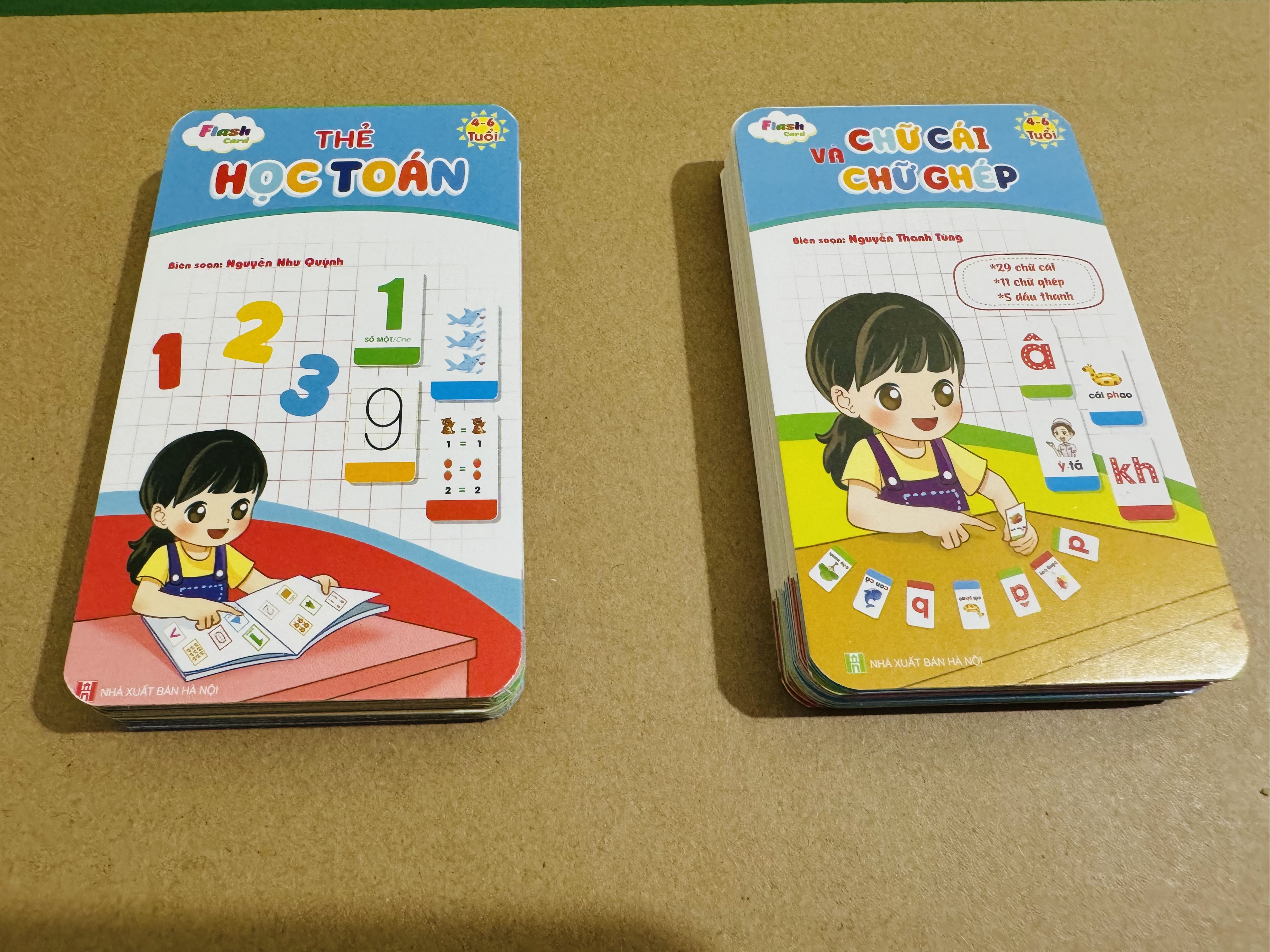 Combo 2 bộ thẻ Chữ cái và chữ ghép, Thẻ học toán dành cho bé 4-6 tuổi