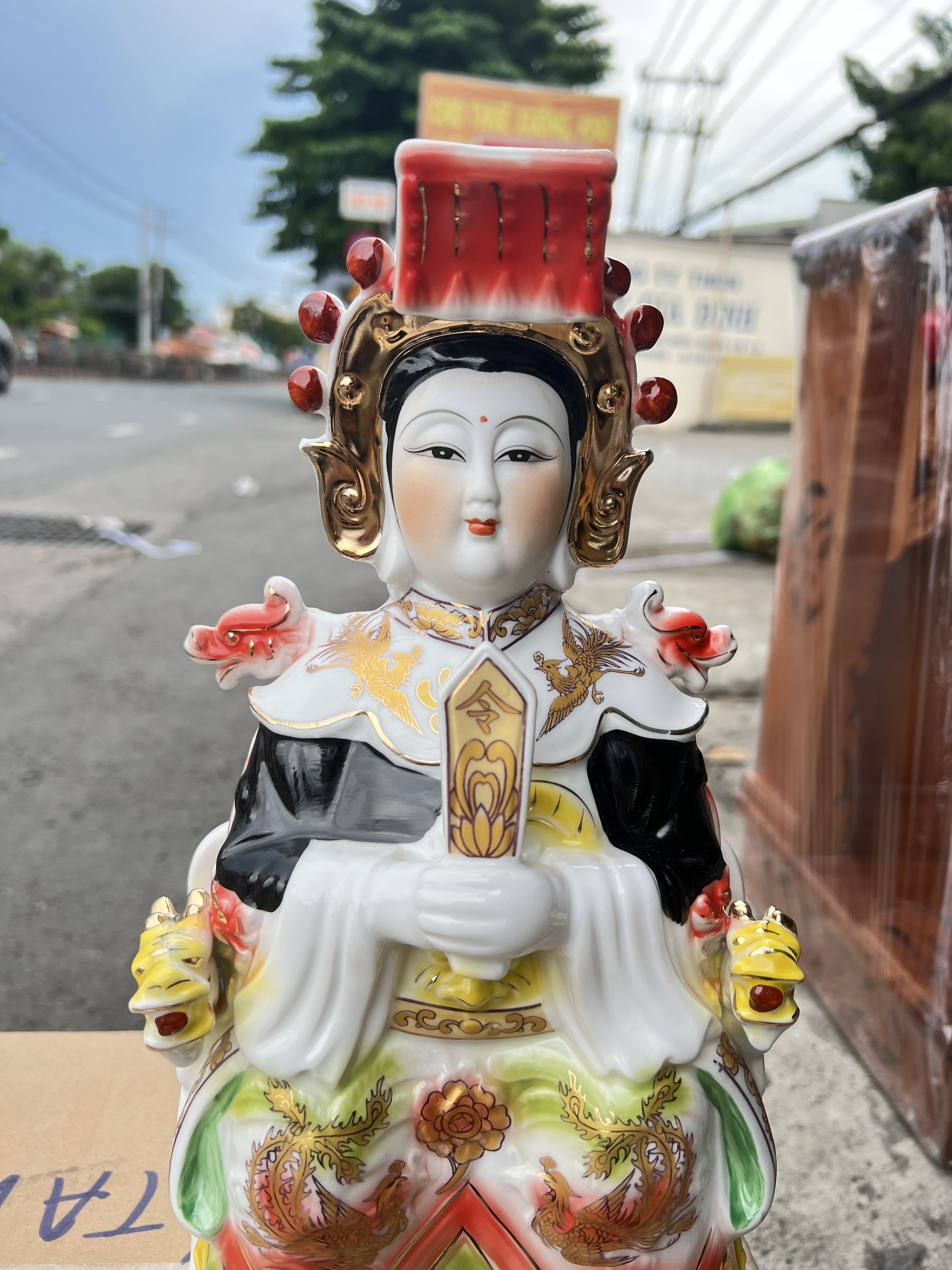 Bộ tượng 5 Mẹ Ngũ Hành bằng sứ sắc màu đẹp Cao 32cm