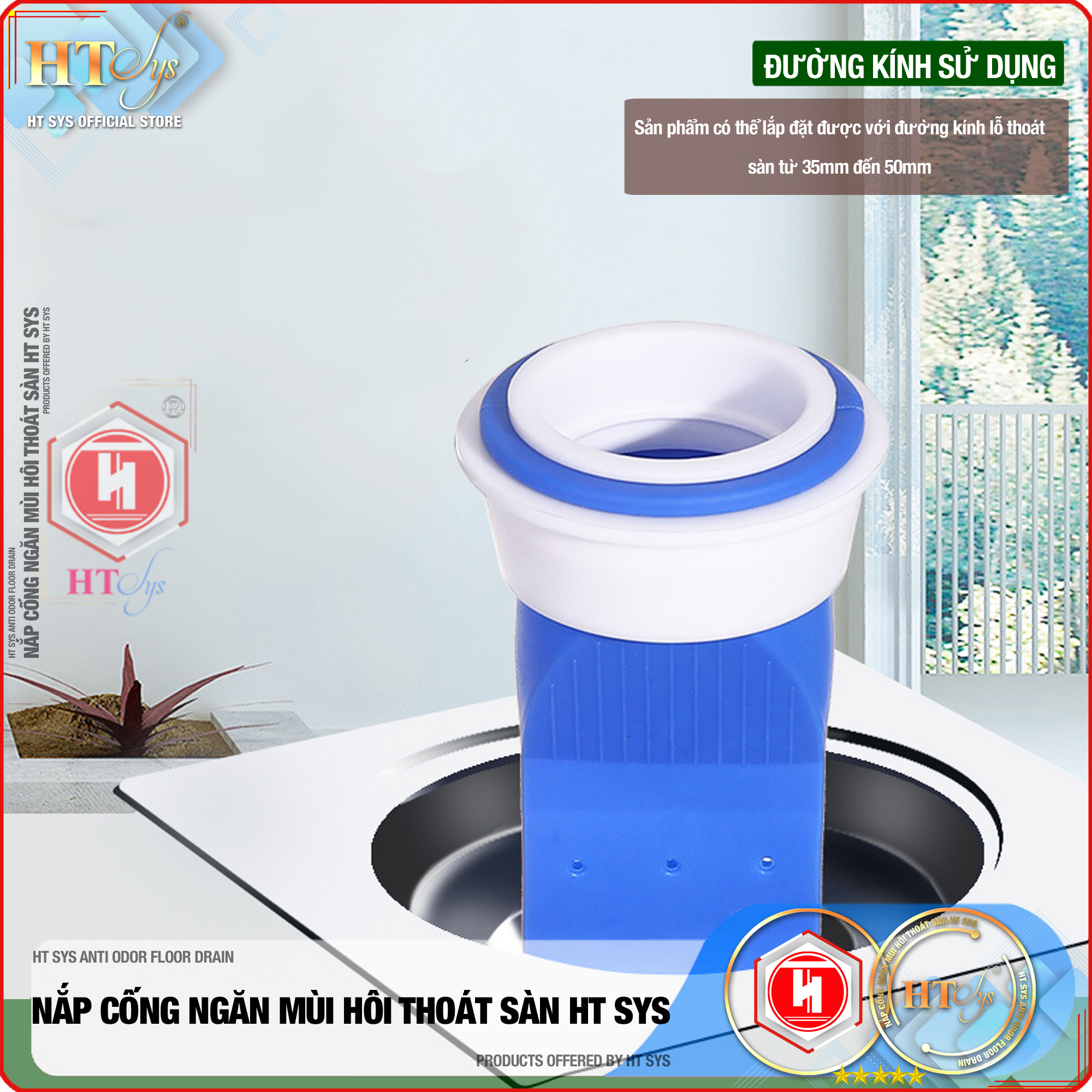 Combo 3 Dụng cụ bịt nắp cống silicon HT SYS - Ngăn mùi thoát sàn - Ngăn trào ngược nhà tắm -  Ngăn côn trùng xâm nhập