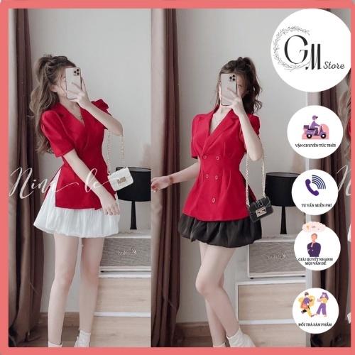 Áo vest blazer( ảnh thật) Váy bồng bóng thiết kế thanh lịch