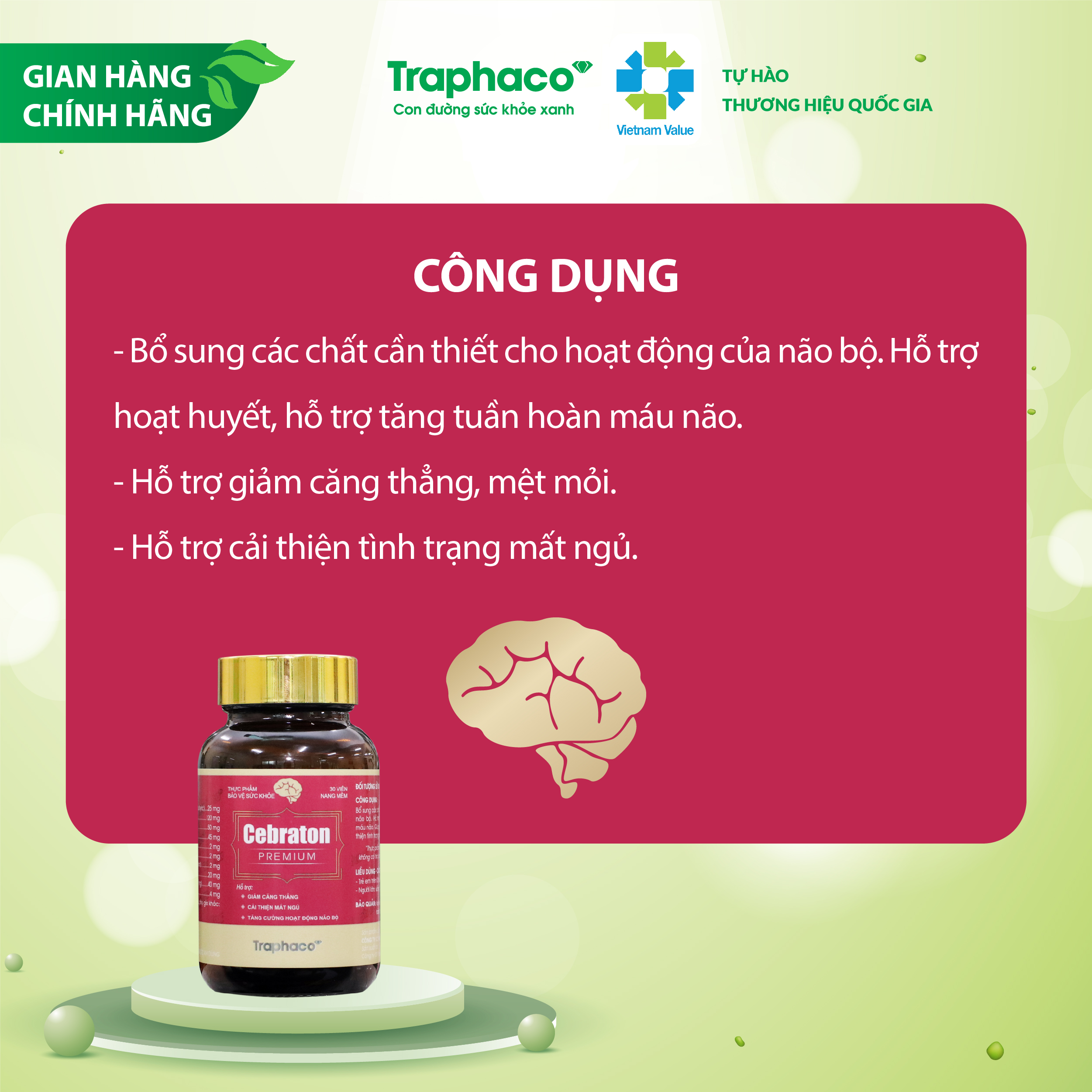 CEBRATON PREMIUM - GIẢM CĂNG THẲNG, ĐAU ĐẦU, CẢI THIỆN MẤT NGỦ, TĂNG TẬP TRUNG