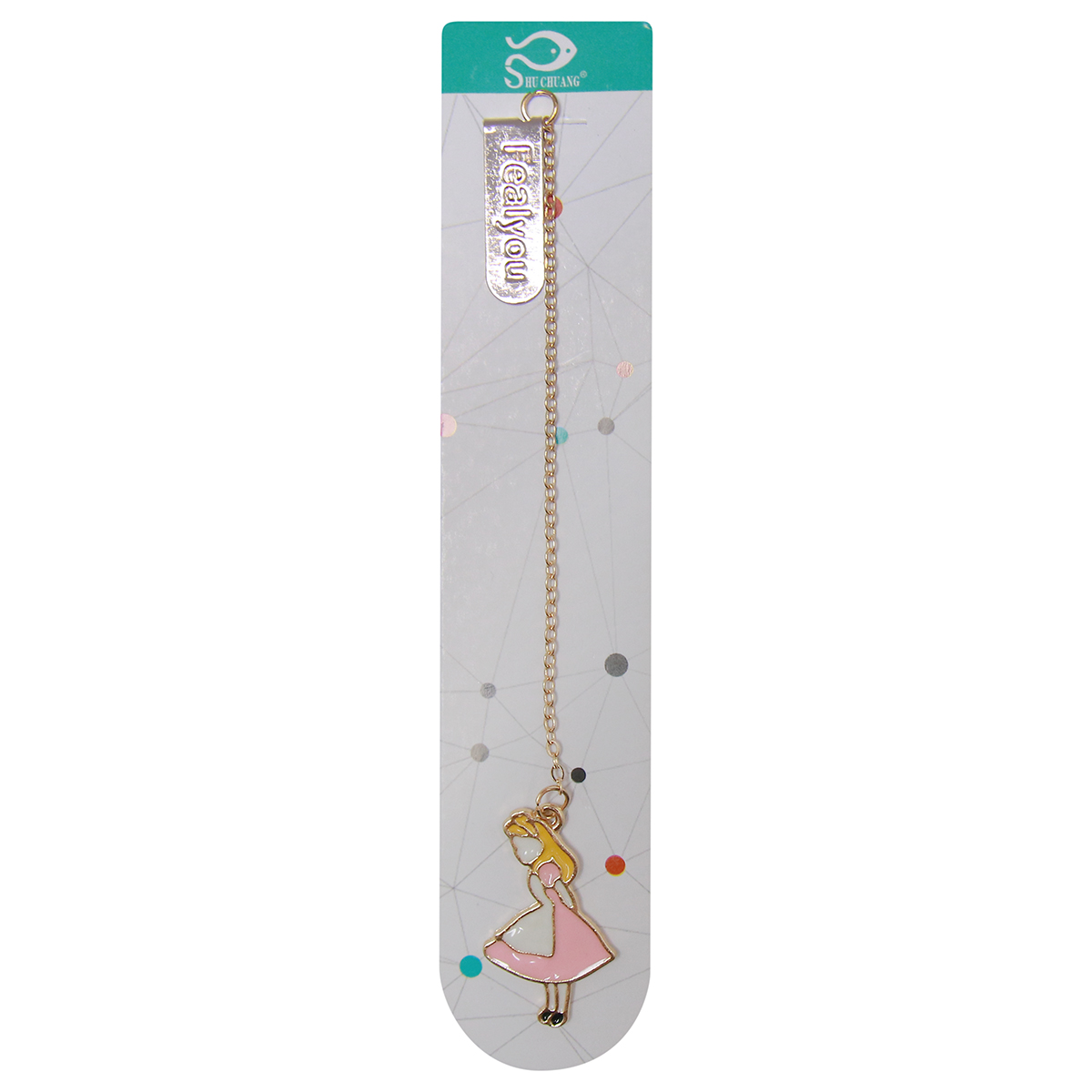 Bookmark Kẹp Sách Kim Loại Phối Charm Hình Alice - Mẫu 6