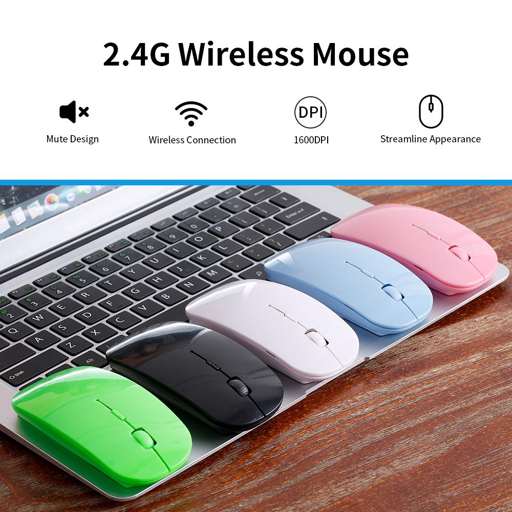 2.4G Wireless Mouse Portable Ultra-thin Mute Mouse 4 Keys Wireless Optical Mouse 1600DPI for   Desktop Computer Laptop