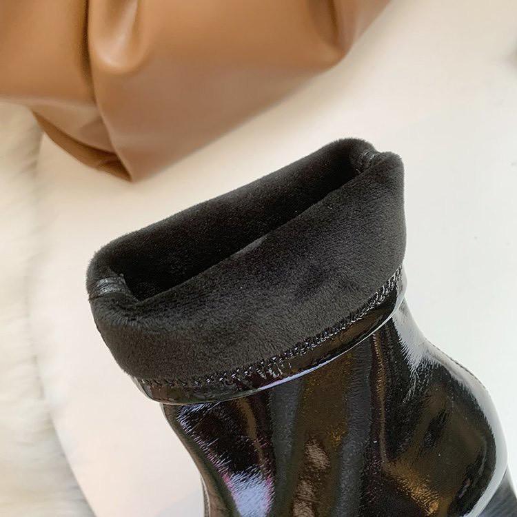 Bốt nữ gót 8 phân da bóng lửng cổ (mã 9533