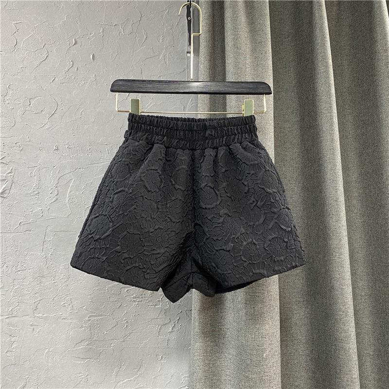 Quần Short Đùi Nữ Dập Nổi 3D Xốp Phồng CHIPY Cao Cấp Short Ống Rộng Sọt Lưng Thun Cạp Cao Sooc Ngắn Unisex Trắng Đen Xám
