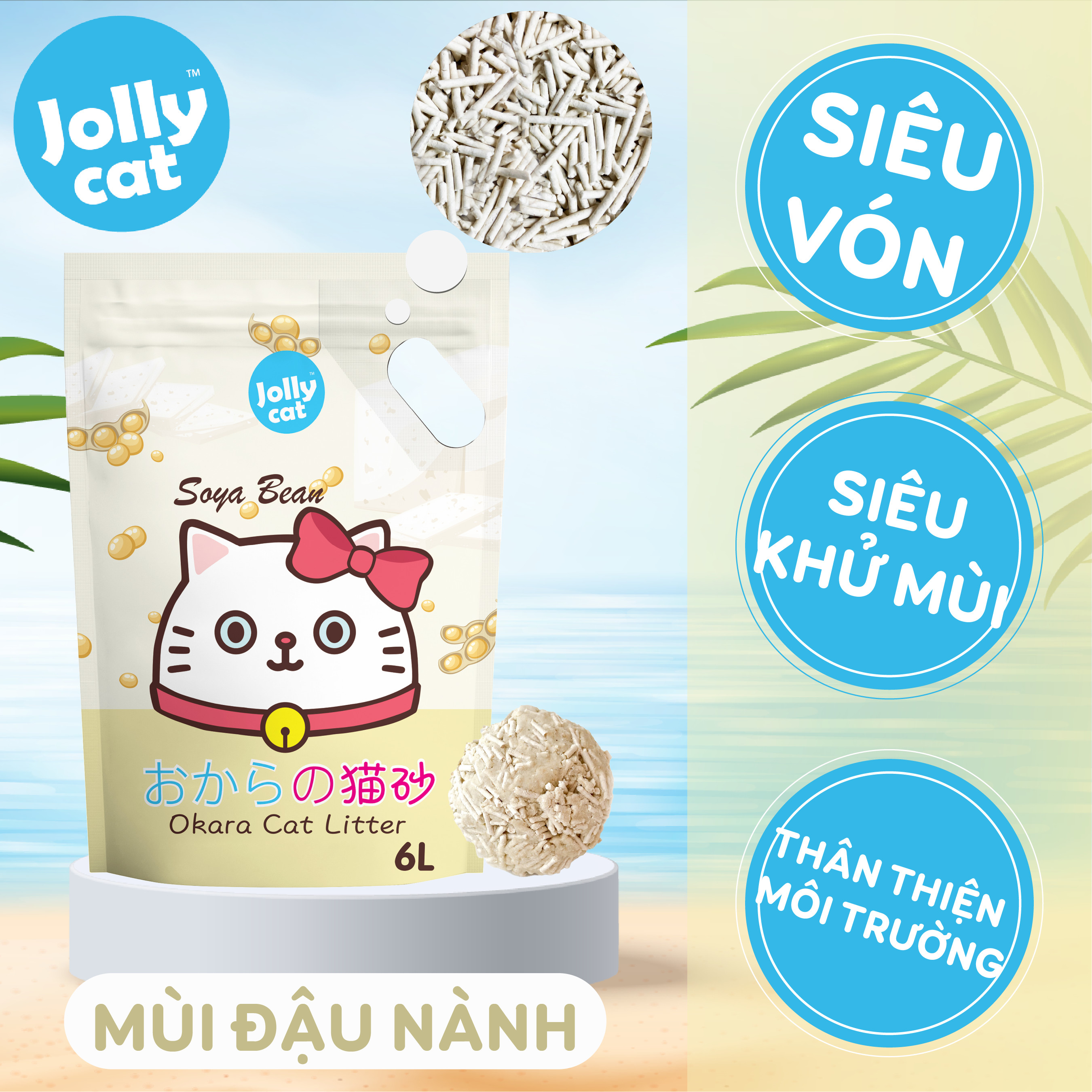 Combo 18L (6Lx3túi) - Cát đậu nành vệ sinh cho mèo Okara cat litter Jolly Cat | Jollycat (mùi ngẫu nhiên)