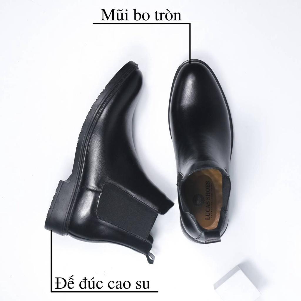 Giày da công sở Chelsea Boots Classic mũi tròn CB.CLA da bò cao cấp nhập khẩu, Lucas Shoes bảo hành 1 năm