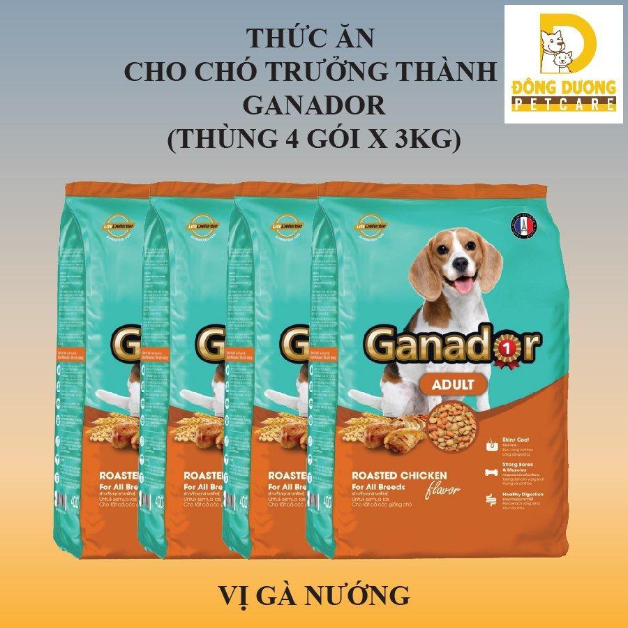 Thức ăn cho chó trưởng thành Ganador vị gà nướng THÙNG 4gói x 3kg