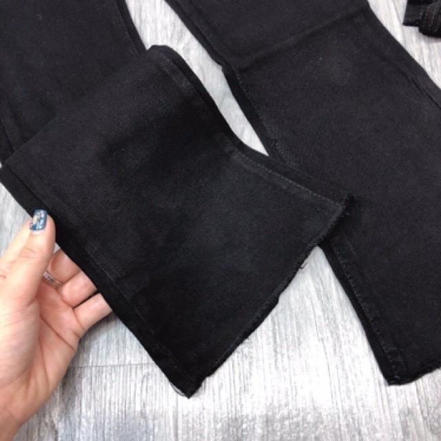 Quần jean Skinny Nữ Ống Loe Đen Trơn, Co giãn 4 chiều, cạp cao tôn dáng