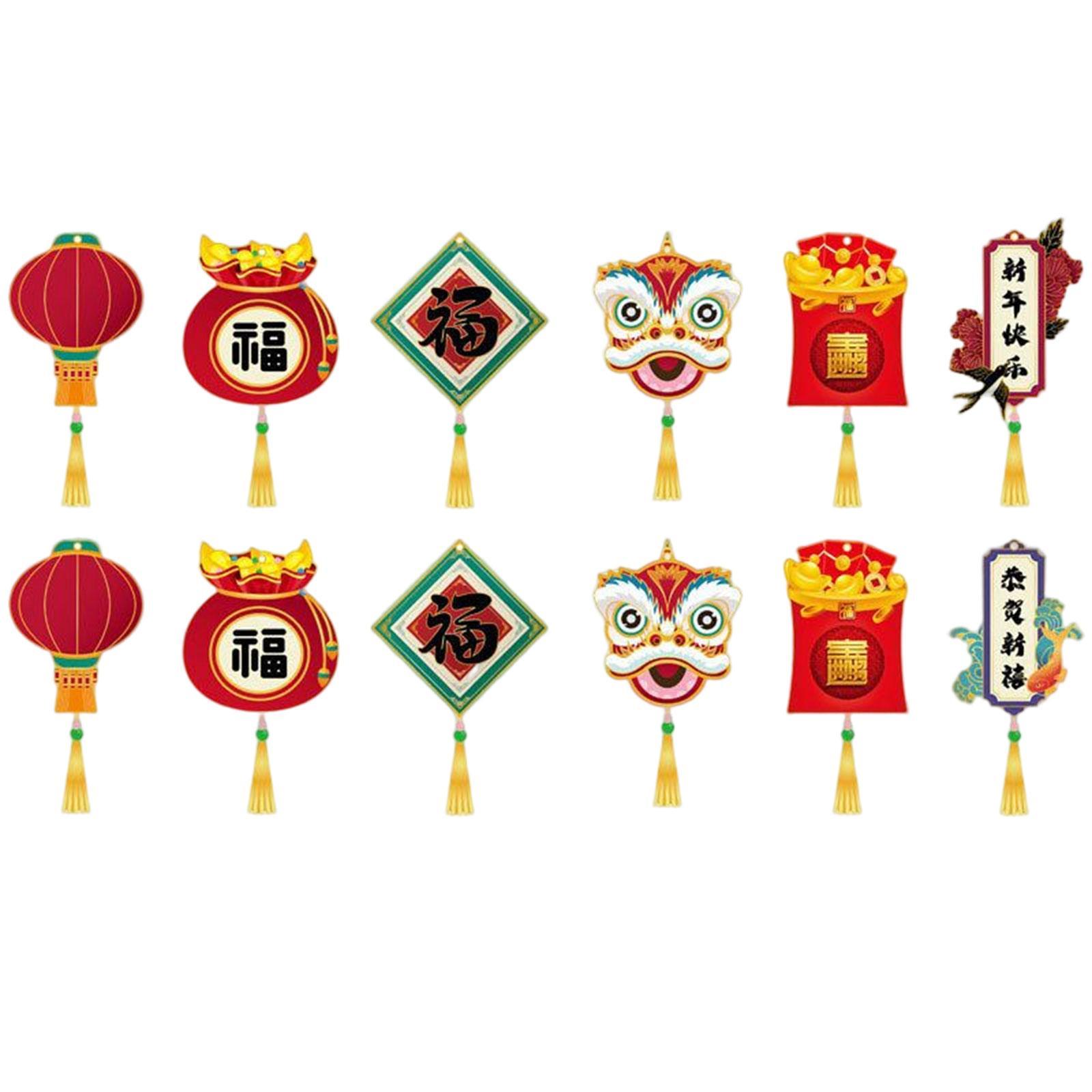 12 Pieces Chinese New Year Decorations Pendants for Party Office Bonsai