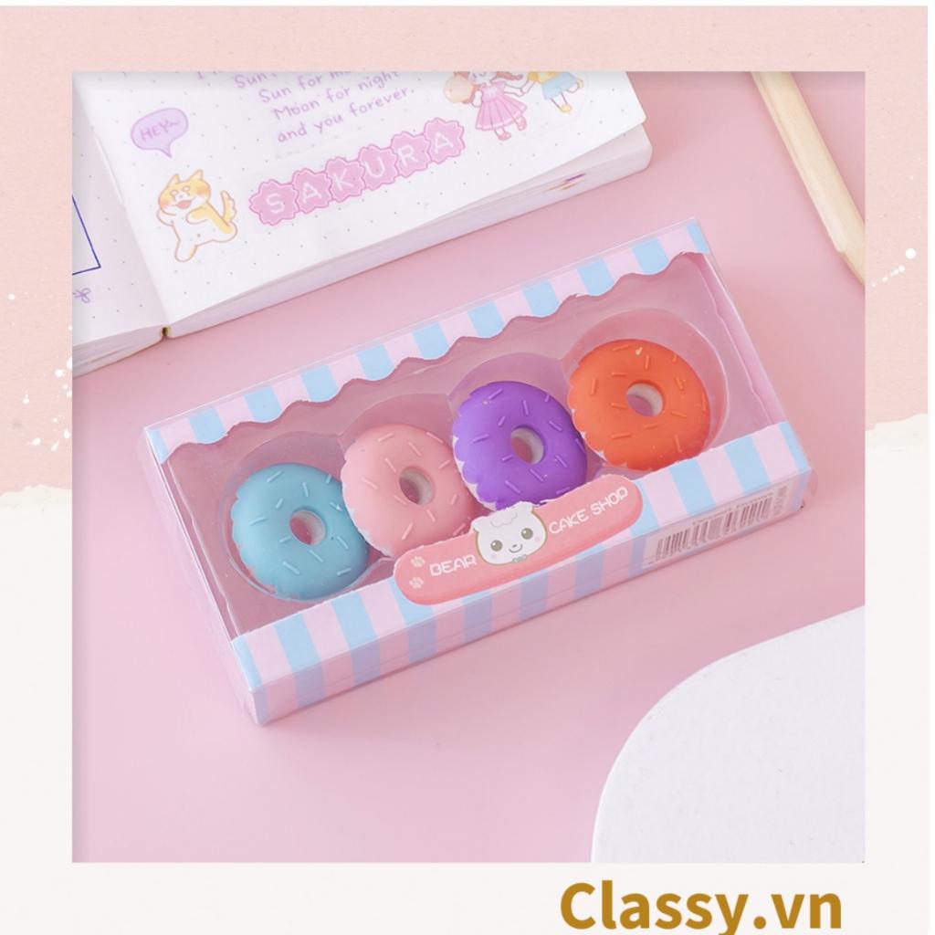 Combo hộp 4 cục Gôm tẩy Classy bút chì hình bánh kẹo, que kem nhiều màu dùng cho học sinh, sinh viên PK1316