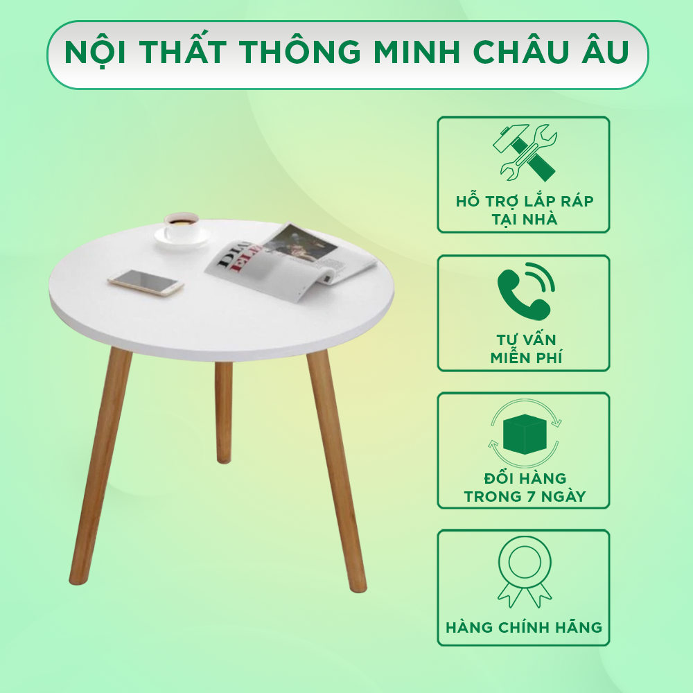 Bàn trà sofa IGA - BT50 - Bàn cafe mặt tròn nhỏ gọn tiết kiệm diện tích