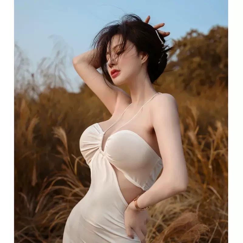 Đầm Dài Body Cổ Dây PINKSTORE29, Dáng Ôm Khoét Eo Gợi Cảm D093