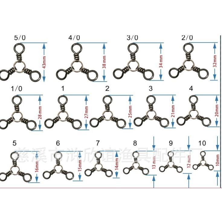 Combo 40 chiếc khóa Phụ kiện dùng cho câu cá, Khóa chống xoay 3 cạnh