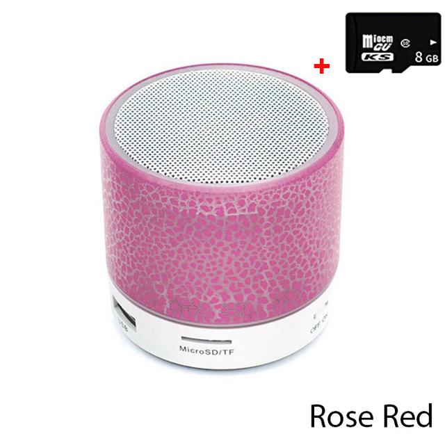 Loa Bluetooth Loa không dây mini Crack LED Thẻ TF Loa siêu trầm USB Loa di động Âm thanh MP3 Loa không dây cho điện thoại di động Màu sắc: Đỏ với 8g
