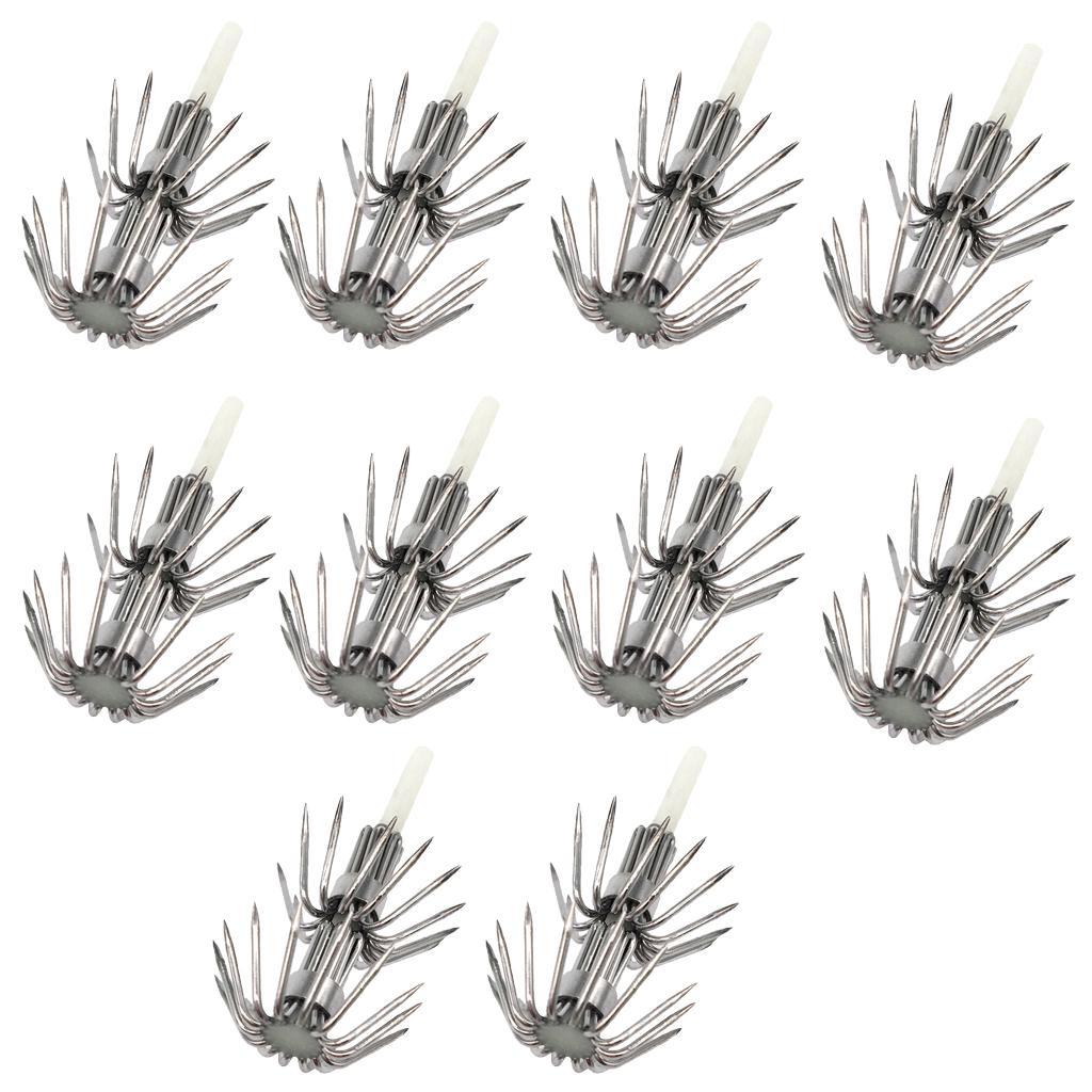 30pcs Stainless Steel Luminous Squid Lure Hooks Fishing Egi Jig Hooks