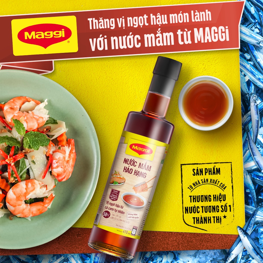 [Quà tặng tháng 11 - Mua 1 tặng 1 Bình nước] Nước mắm Maggi hảo hạng chai thủy tinh 490ml