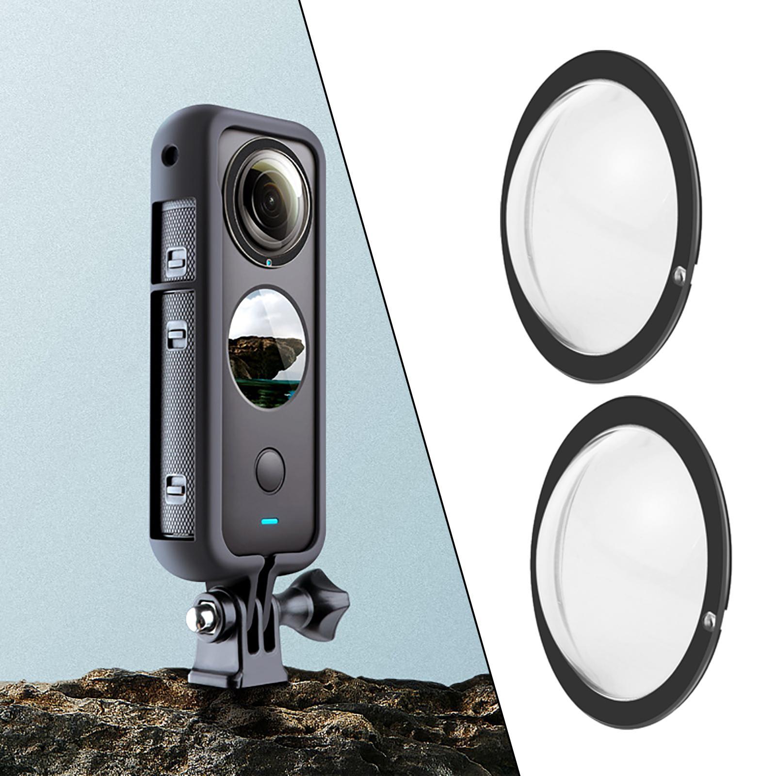 2 Pieces Dual Lens Guards PC Black Rubber Sleeve Screen Protector for Insta 360 One x2 Parts