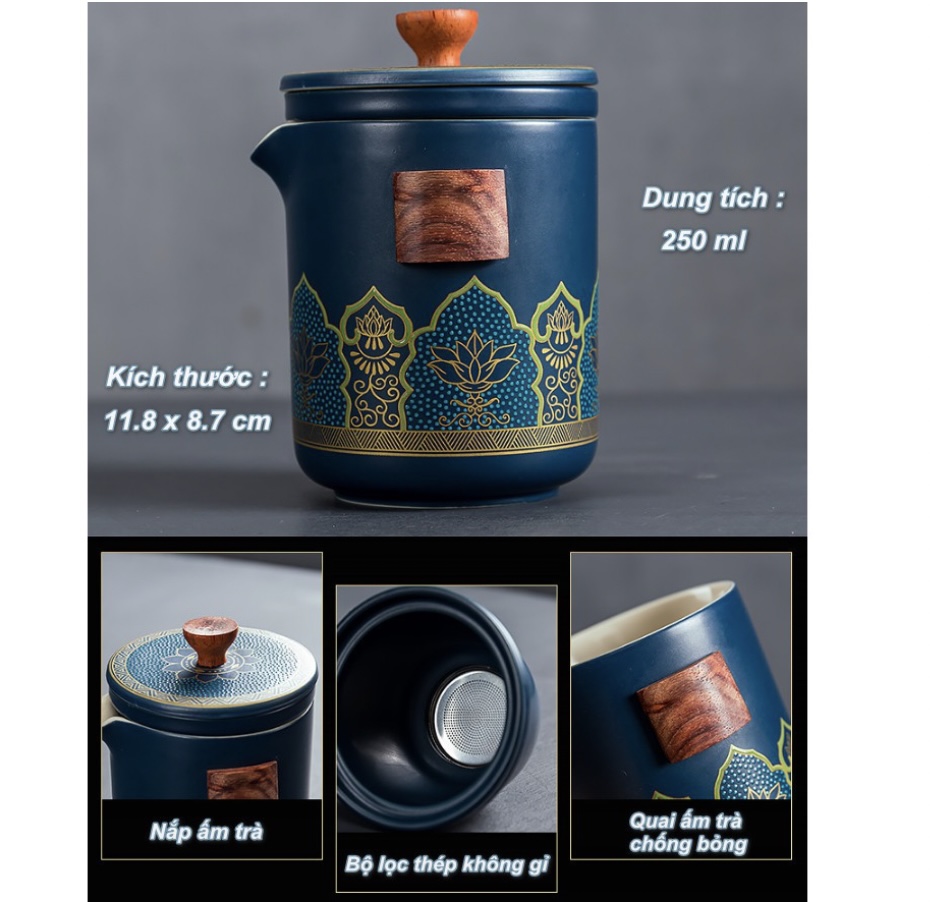 Bộ Dụng cụ uống Trà Kèm Hộp ĐỰng Da Otis Crafts Cao Cấp
