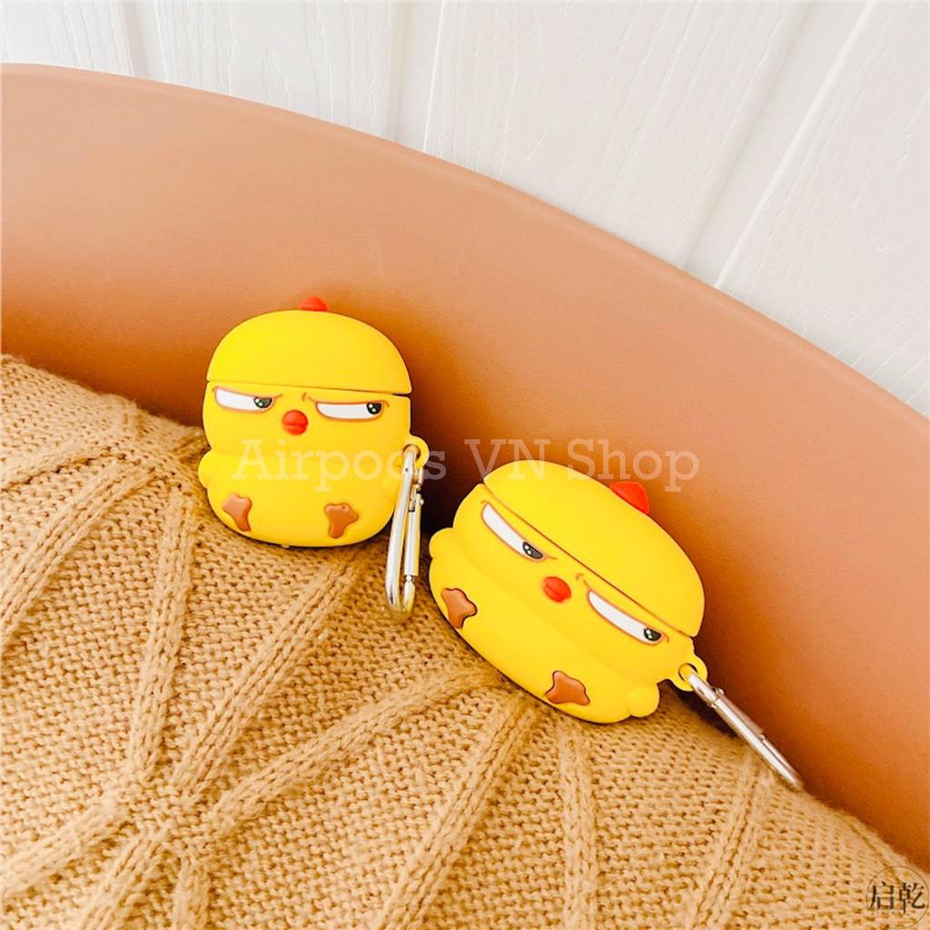 Bao Case Ốp dành cho Airpods 1/2 & Airpods Pro gà vàng mặt ngầu silicon 3D cao cấp