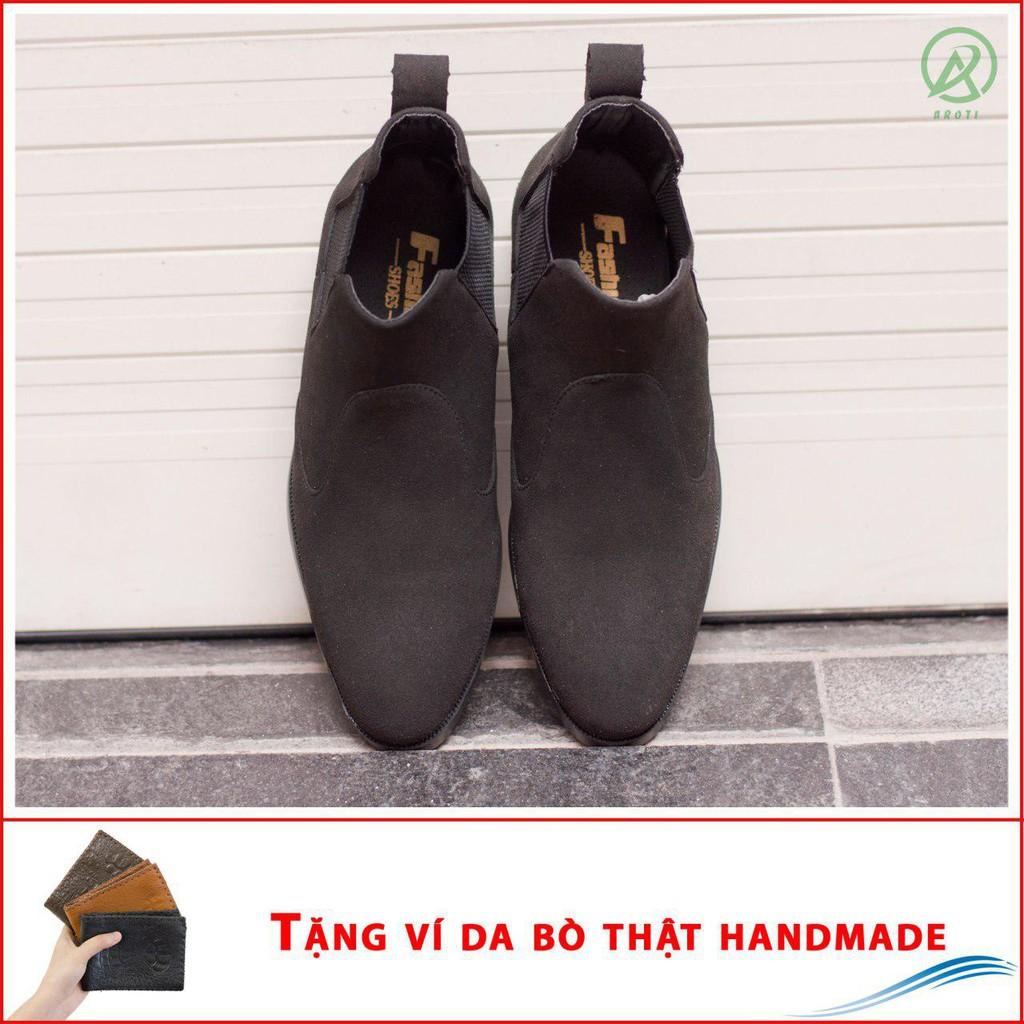 Giày Chelsea Boot Cổ Chun Da Búc Màu Đen Cực Đẹp - Phong Cách Đế Được Khâu Chắc Chắn - CB520-bucdenchun (V )