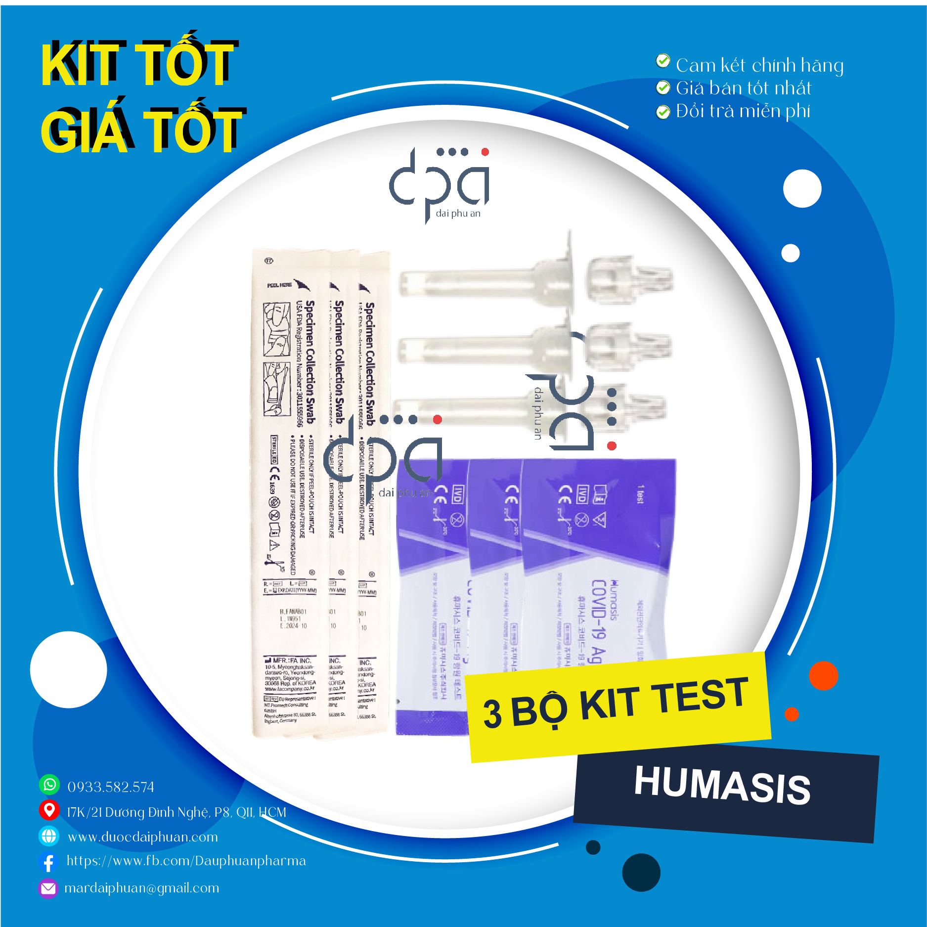[Tặng 3 khẩu trang y tế] Combo 3 kit test nhanh Home Humasis chính hãng Hàn Quốc