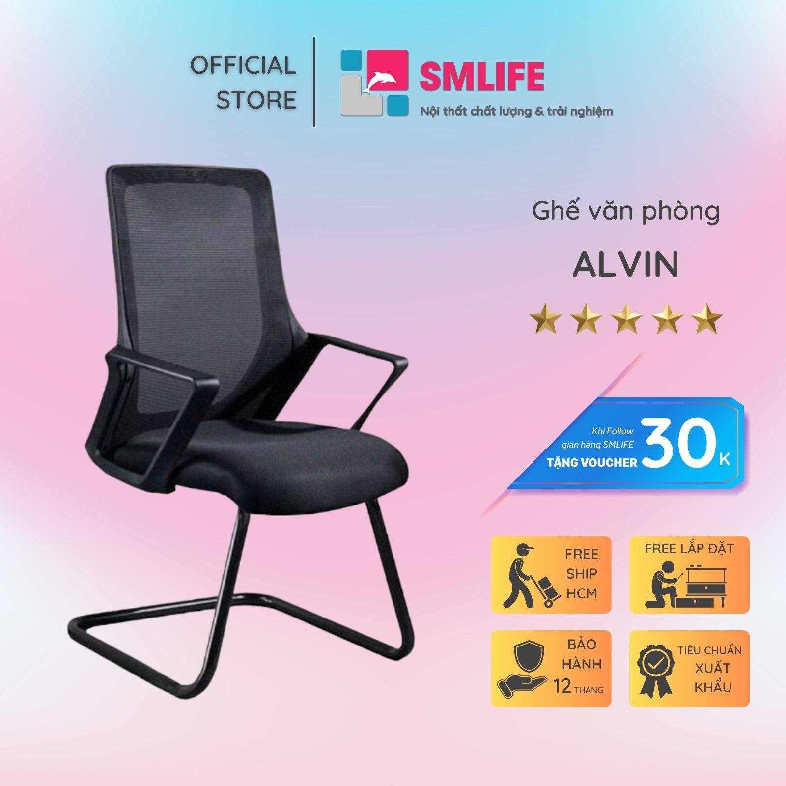 Ghế văn phòng chân quỳ lưng lưới SMLIFE Alvin