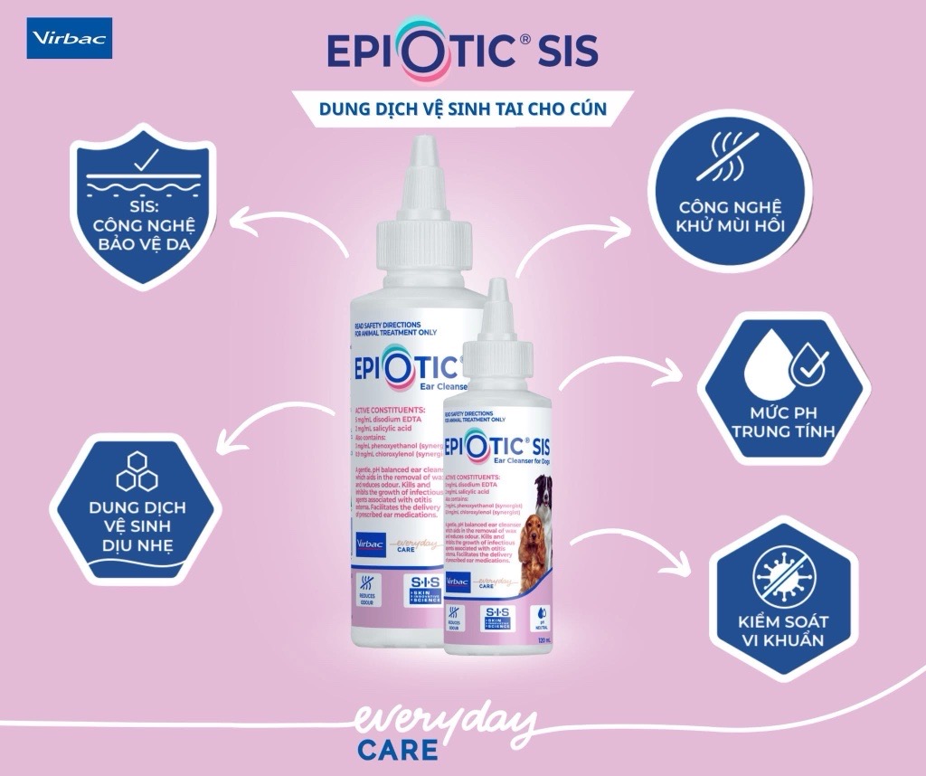 Dung dịch vệ sinh tai chó Epiotic (Virbac, Úc, mẫu mới)