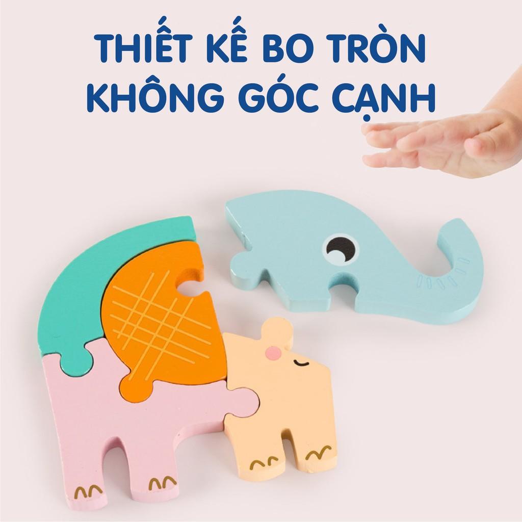 Ghép hình gỗ bộ cua cá ếch, bộ động vật rừng, bộ giao thông 1 set gồm 4 hình