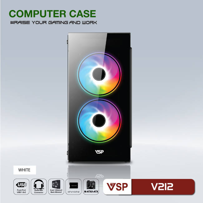 Vỏ máy tính Case VSP V212 Mica trong suốt (Mini-ATX/M-ATX/ITX) Không FAN - Hàng chính hãng TECH VISION phân phối