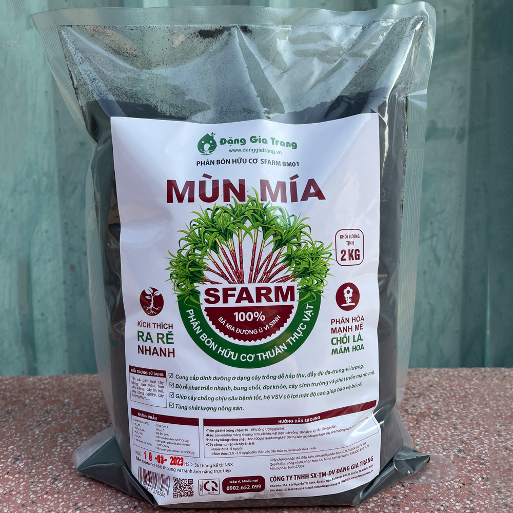 Phân mùn mía Sfarm - Túi 2kg