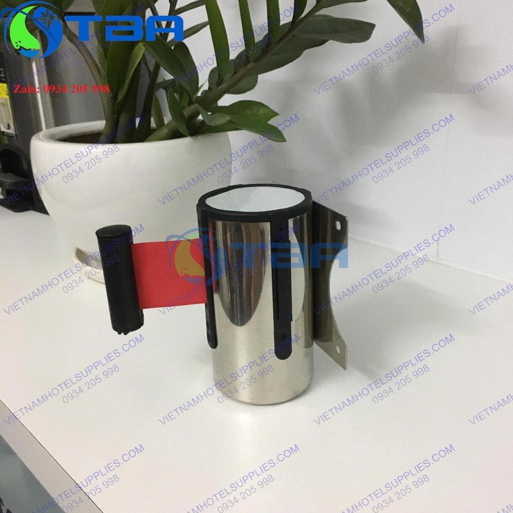 Trụ chắn 5m gắn tường inox dây căng màu đỏ nhập khẩu cao cấp