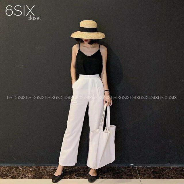 Quần đũi ống rộng dài khóa thật