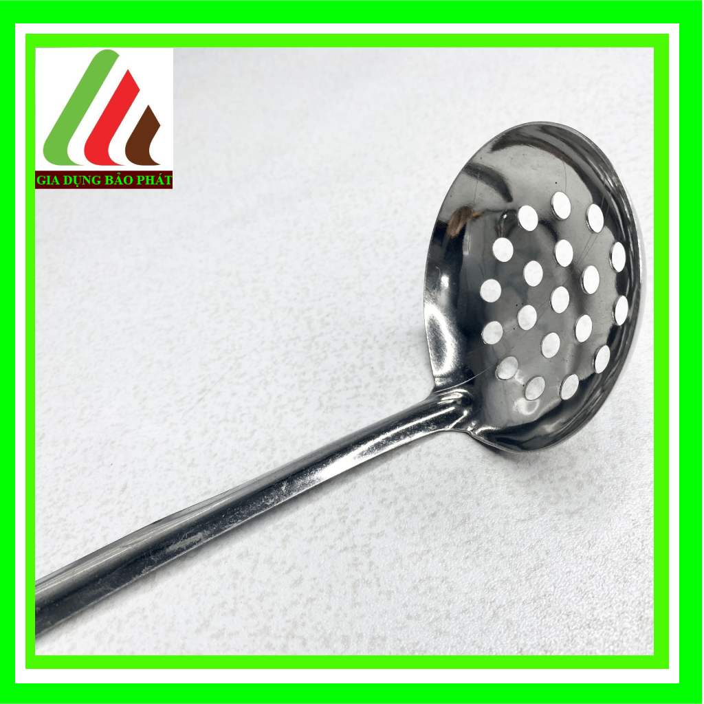 Set 3 vá đặc, lỗ, xẻng inox dài 28cm truyền thống sáng bóng dày dặn - dụng cụ nấu ăn