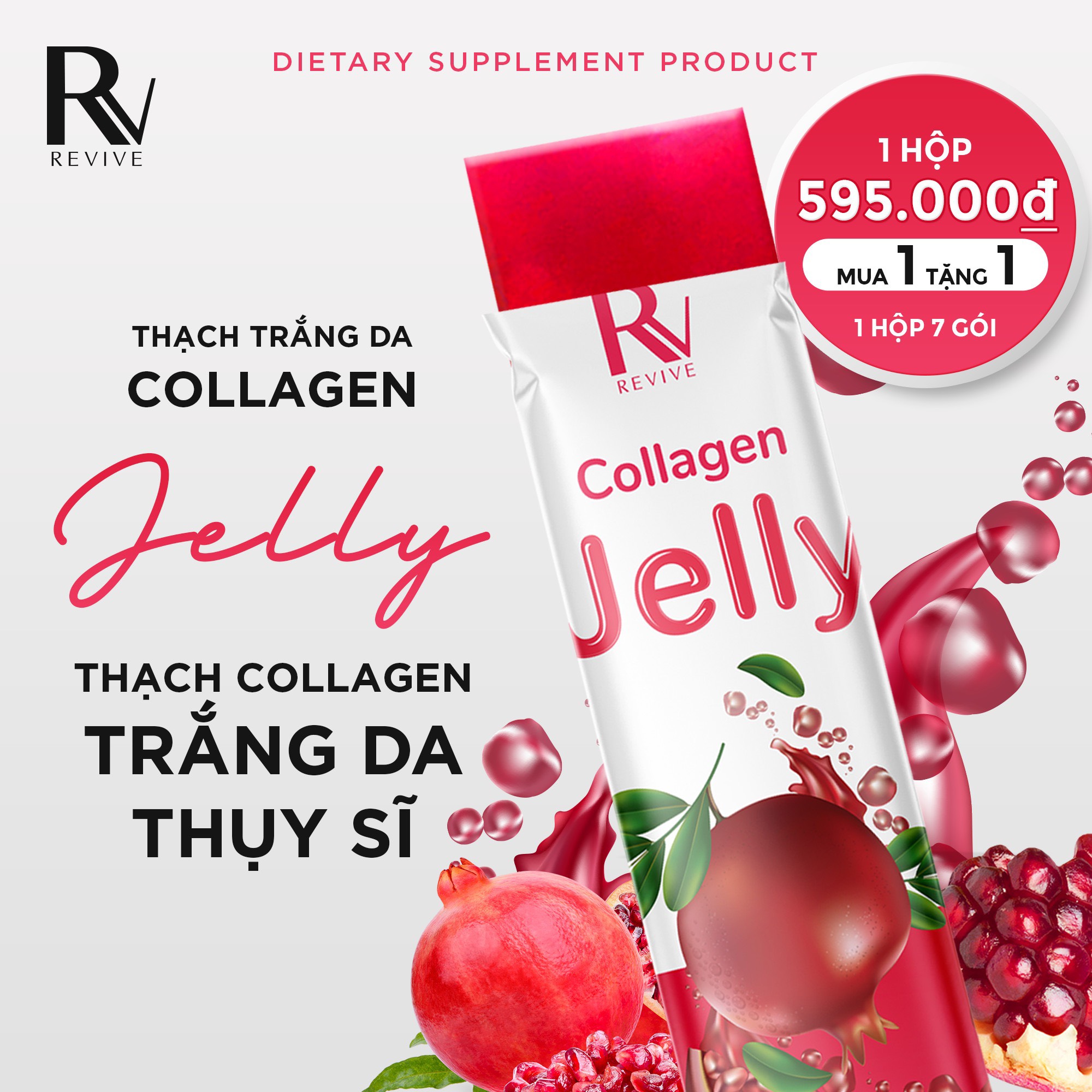 Thạch lựu đỏ Revive collagen jelly hỗ trợ làm trắng da từ bên trong