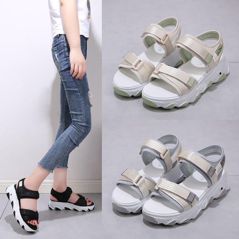 (3 Màu Video) Sandal Nữ 2 Quai Đế Màu 4cm , Dây Dù Cực Bền, Hot Trend Bán Chạy 2020