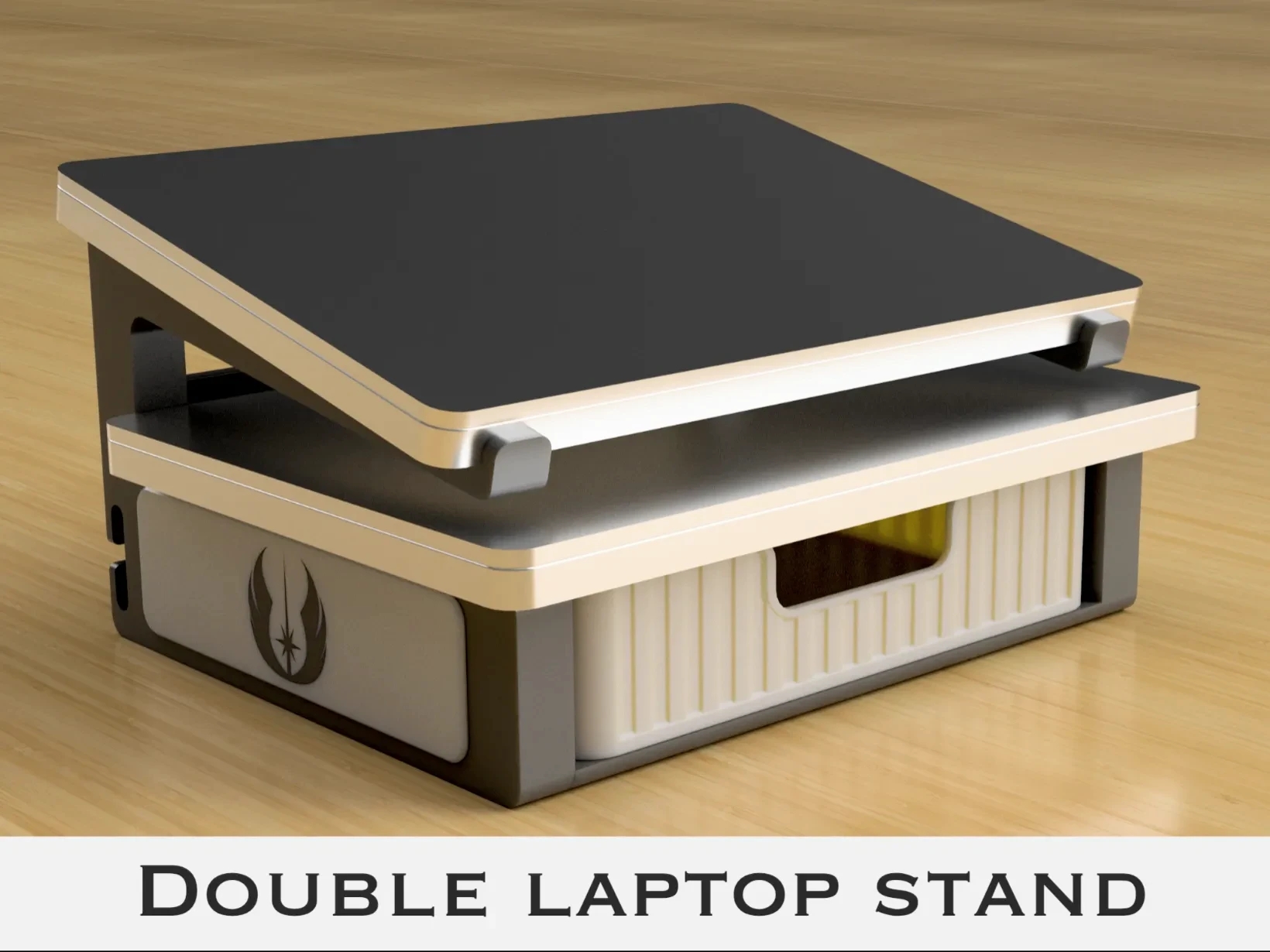Giá đỡ laptop 2 tầng có hộc tủ, tháo rời dễ dàng, tiện lợi